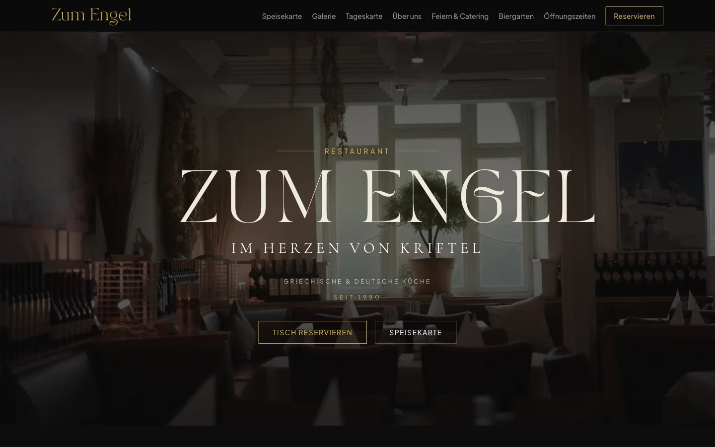 Screenshot der Website Zum Engel