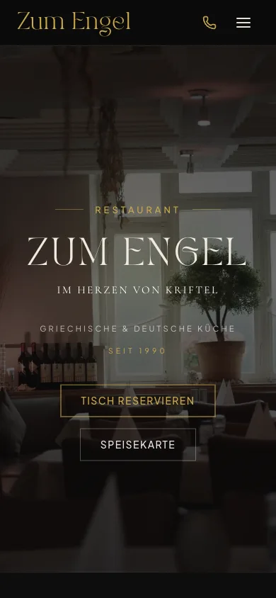 Screenshot der Website Zum Engel – Mobile